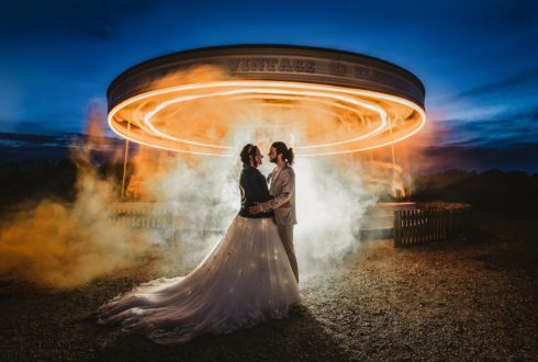 creative off camera flash wedding photography at Preston court